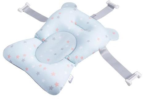 Rutschfestes Babybadekissen Für Neugeborene | Weiche Und Faltbare Duschkissen Für Kleinkinder | Schwimmendes Luftkissen Zum Baden Von Babys | 0 Monate+ | Mit Schnallen Und 3 Sicherheitsgurten