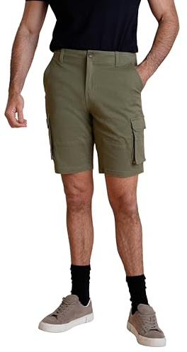 Enorsia Mens Multi-Pocket Cotton Shorts Mens Cargo Shorts with Regular Fit Olive Colour (34, Olive)