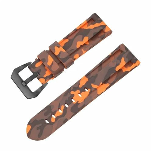 LMINGZE Bracelet de Montre en Silicone 20 mm 22 mm, étanche, Sport, à dégagement Rapide, Souple(Camo Orange,22mm)