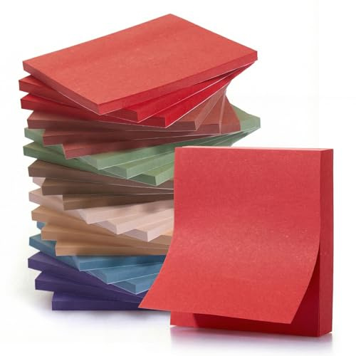 KIFZM Selbstklebende Notizblöcke, leuchtende Farben, 76 x 76 mm, 24 Blöcke, selbstklebend, rechteckig, für Präsentationen, Büro, Zuhause, Notizbuch (Vintage-Farben)