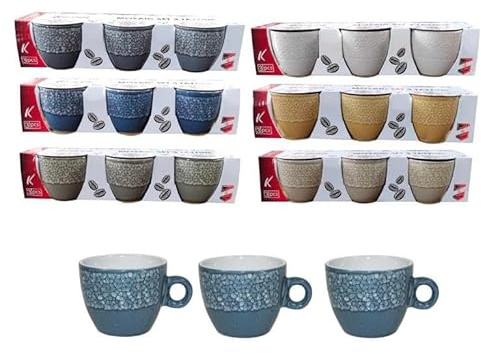 kasaviva 1 Set di 3 Trazzine Tazze Caffè senza Piattini in Ceramica Mosai 6 Colori