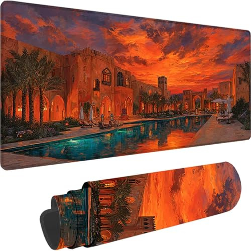 Couleur Orange Tapis de Souris Gamer, Grand Tapis de Souris XXL 700x300x3 mm, Nuage Mouse Pad Gaming Accessoire Lavable, Antidérapante Mousepad Améliore la précision et la Vitesse pour Gamer w-3524