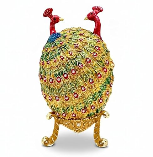 Imperiale Fabergé uovo stile russo pavone uovo 24 K oro Decor cristallo austriaco articoli da collezione fatti a mano souvenir regali di Natale amanti degli uccelli amore regalo per il suo