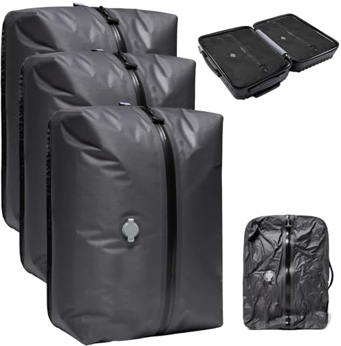 KINDLUME 3 Stück Vakuumbeutel für Kleidung, Vakuumbeutel für Kleidung Reise, Vacuum Bags for Clothing, Reise Vakuumbeutel, mit transparentem Sichtfenster und Griff, für Reisekoffer, Rucksack