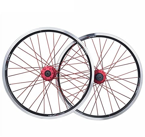 Faltbarer Fahrrad-Radsatz 20 Zoll 406 BMX-Radsatz MTB-Fahrradfelge C/V-Bremsscheibenbremse Schnellspannnabe 32 Löcher(Black)