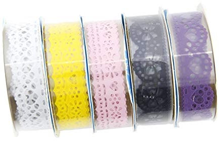 AKORD Decorative Sticky Adhesive Lace Tape for DIY Craft, Vinyl, Multi-Colour, 15 x 5.4 x 1 cm