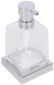 INDA - Accessoires de Salle de Bain, Série Divo, Distributeur de Savon sur Pied en Laiton Chromé et Récipient en Verre Transparent Extra-clair, Dimensions 9 x 9 x 16 cm