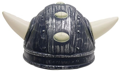 Karneval-Klamotten Wikinger-Helm für Erwachsene grau mit kleine Hörner Nordmann-Helm Karneval Hut Wikinger