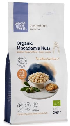 Wholefood Earth Organic Macadamia Nuts 3 kg Raw | GMO Free | Vegan | High Fibre | Certified Organic