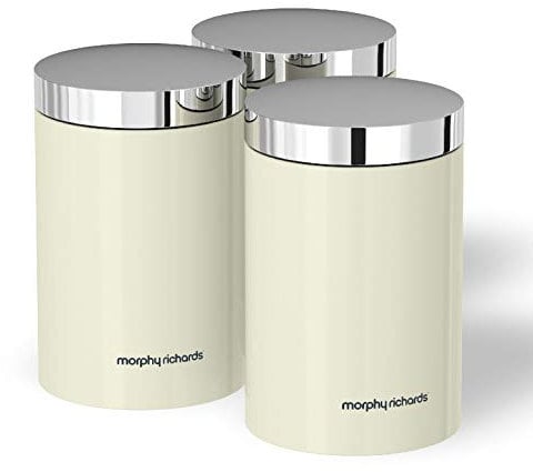 Morphy Richards Accents Kitchen Storage Canisters, Stainless Steel, Ivory, Set of 3