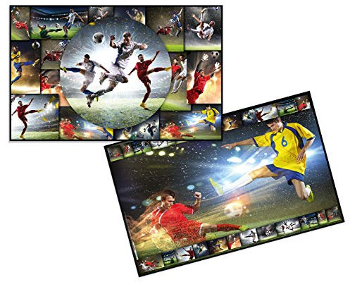 HERMA 19381 Schreibtischunterlage Sport Fussball, abwischbare Kinder Schreibunterlage aus Karton, 55 x 35 cm, beidseitige Motiv Tischunterlage für Mädchen & Jungen