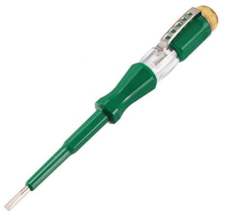 sourcing map Voltage Tester AC 100-500V with 3mm Slotted Screwdriver with Clip for Circuit Test, Green