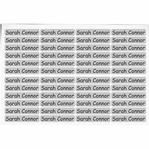 Indigos UG - Namensaufkleber Kinder Schule - 300 Sticker 36x7 mm - grau - personalisiert mit Wunschname - Etiketten für Schulheft, Schultüte, Federmappe, Stifte, Kindergarten