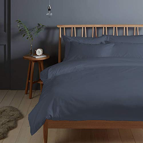 Pizuna 400 Fadenzahl aus Baumwolle Bettwäsche Dunkelblau, 100% Langstaple Baumwolle Bettbezug und Kissenbezug, 3-Teilig Bettwäscheset 200x220 + 80x80 Dunkelblau