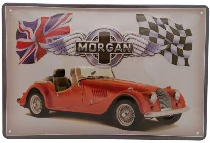 30 x 20 cm Retro Blechschild passend für Morgan Fans, Deko Werkstatt, Garagen, Auto Schild, geprägtes Stahlblech