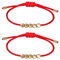 MENGLINA Bracelet tibétain fait à la main avec 5 perles irrégulières en cuivre et laiton - Feng Shui chinois porte-bonheur rouge - Chaîne réglable - Pour couple - Distance d'amitié - Cadeau de
