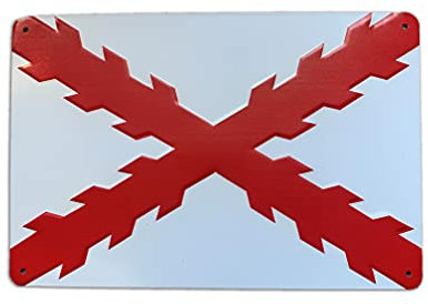 Placa decorativa de la Cruz de Borgoña bandera antigua de España 29,8x20cm | Del Mundo, de Países, Nacionales y Autonómicas de España Para Decoración de Cualquier Espacio