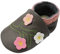 YALION Baby Mädchen Weiches Leder Lederpuschen Kleinkinder Krabbelschuhe mit Süßen Blumen Dunkelgrau,EU 25/26=XXL