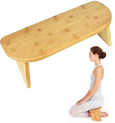 Banco de meditación, Taburete ergonómico de bambú Zen, Banco de yoga macizo, Ceremonia del té, Seiza, Meditación profunda
