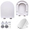 WC Sitz, Premium Toilettendeckel Antibakteriell Klodeckel mit Absenkautomatik & Quick-Release-Funktion, Abnehmbar Toilettensitz aus Duroplast mit Edelstahl-Befestigung, WC Brille D Form WC Deckel weiß
