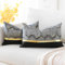 Artscope 2er Set Kissenbezug für Sofa Auto Schlafzimmer Luxuriöser Moderne Minimalist Goldenen Ledernähten Wellenstreifen Dekokissen Kissenhülle Kissen Fall 30x50cm (Schwarz)