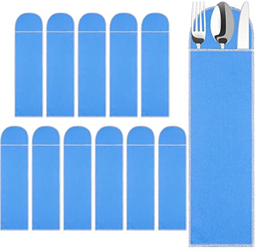 Weewooday Silberne Aufbewahrungstaschen, Anlaufschutz, Besteckhüllen, Blau, Besteck-Aufbewahrungsbox, Schutzbeutel, Beweis, Stoff, Besteck-Organizer für Küche, Teelöffel, Besteck, Utensilien (12