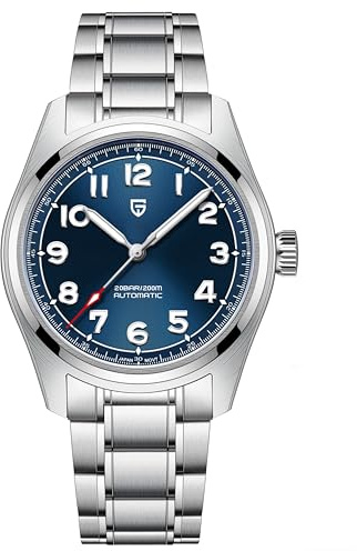 PAGRNE DESIGN Watches Men Automatic Mechanical 38MM Men's Pilot Watch NH35A Waterproof 200m Dive Sport Sapphire Glass Stainless Steel Wrist Watch