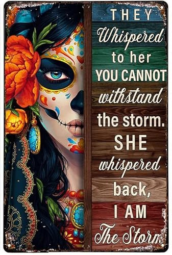 Vintage-Blechschild mit Aufschrift Sugar Skull I Am The Storm, 15 x 20 cm
