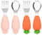 Vicloon Fourchette et Cuillère Ergonomique,4pcs Ensemble de Couverts pour Bébé Prise Facile Acier Inoxydable Pour Tout-petit Stensiles D'apprentissage Parfaits
