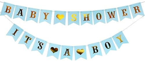 AIYONG IT'S A BOY & BABY SHOWER Banner Set Dekorationen für Baby Dusche Party Feier Banner Flagge Geschlechts Offenbarung Party Babyparty
