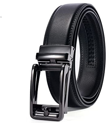 PlusZis 28-60 Herren Ledergürtel mit Ratsche, groß und schlank mit automatischer Schnalle