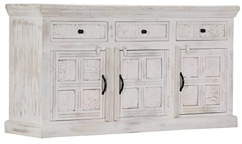 INLIFE Sideboard Weiß 140 x 40 x 74 cm Massivholz Mango-9870