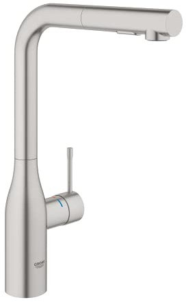GROHE Einhand-Spültischbatterie Essence 30504, Einlochmontage, herausziehbare Dual Spülbrause, eigensicher, Professional Edition, supersteel