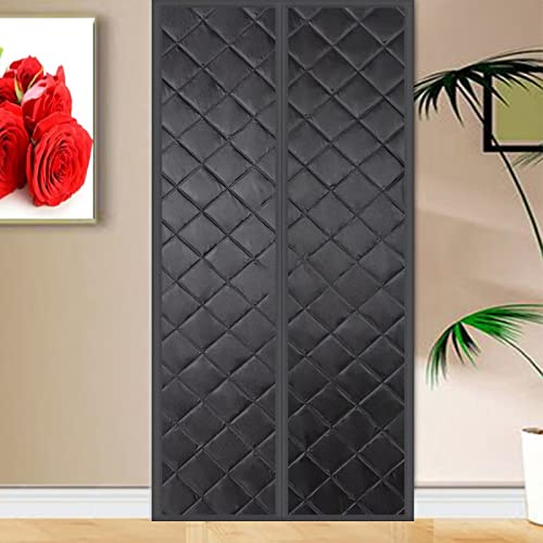 Wärmeschutzvorhang Winter Magnetisch Thermovorhang Verdunklungsgardine Türvorhang Thermo kälteschutz Filz für türen Balkontür Außentür Wohnzimmer 175x185cm Schwarz