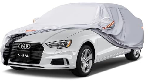 GUNHYI Autoabdeckung Wasserdicht und atmungsaktiv, Abdeckplane Geeignet für Audi A3, Peugeot 308 CC, VW EOS, Vollgarage Autoplane mit 6 Schichten Material zum Schutz vor Schnee, Sonne.(Bis zu 450 cm)