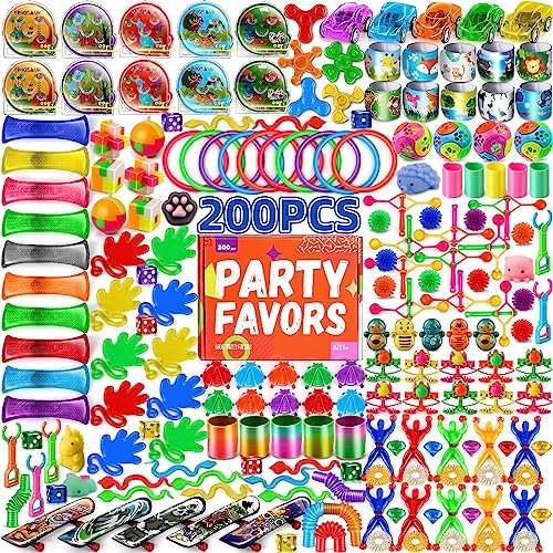 AmyBenton Lot de 200 petits jouets en vrac pour sacs de fête, sacs à friandises, prix de jeu en classe, piñata et bas de Noël pour garçons et filles