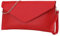 SH Leder Echtleder Clutch Umhängetasche kleine Tasche elegant Abendtasche in genarbt Rindleder mit Tragkette 31,5x16,5cm Saya G369 (Rot)