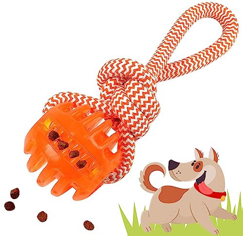 rootsnoot Wurfball mit Seil | extra Zahn - schonend | Zerrspielzeug (Neon - Orange)