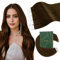 Ugeat Tape Extensions Echthaar 60cm Schokobraun Invisible Tape in Extensions Haarverlängerung Braun für Mädchen 20 Stück 50g #4