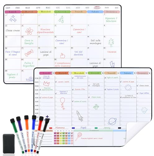 POPRUN Wochenplaner Whiteboard Kalender-Italienisch