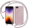 AOMYKE Coque pour iPhone SE 2020 / iPhone SE 2022 (iPhone SE 2/3) avec Cordon, Collier Étui Silicone Liquide avec Tour de Cou Lanière en Corde Souple TPU Antichoc Housse - Rose