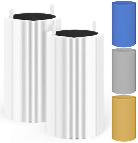 XBWW 2 Packs 411 Replacement Filter Compatible with Blue Pure 411, 411+, 411 Auto & Mini with 3pcs Outer Cloth Pre-Filter Cover