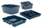 M1SS (Set of 4) - Plastic Large Kitchen Sink 39 cm Rectangular Washing Up Bowl, Sink Tidy, Large Dish Drainer And 5 Compartment Cutlery Tray (Navy Blue)
