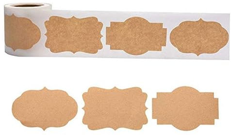 300 selbstklebende Etiketten, Kraft-Etiketten, Kraft-Etiketten, Marmeladen-Etiketten, Etiketten mit unregelmäßiger Form für Geschenke, Bäckerei, Verpackung, Handwerk, Einladungen