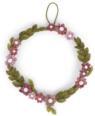 Kranz, Filzkranz, Frühlingsdekoration, Blumenkranz, Türkranz, Fairtrade, Handmade, Gry & Sif, Geschenkidee, Geburtstagsgeschenk (rosa)