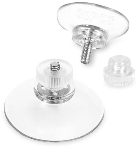 30 Piezas Ventosas para Cristal con Rosca, Ventosas para Cristal Multifunción, Ventosas Transparentes, Ventosas para Ventanas con Rosca y Tuerca Moleteada, para Ventanas, Coche, Decoración