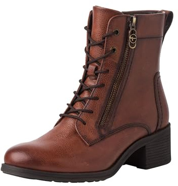 Tamaris Damen Absatzstiefelette Leder bequem; COGNAC, EU 36