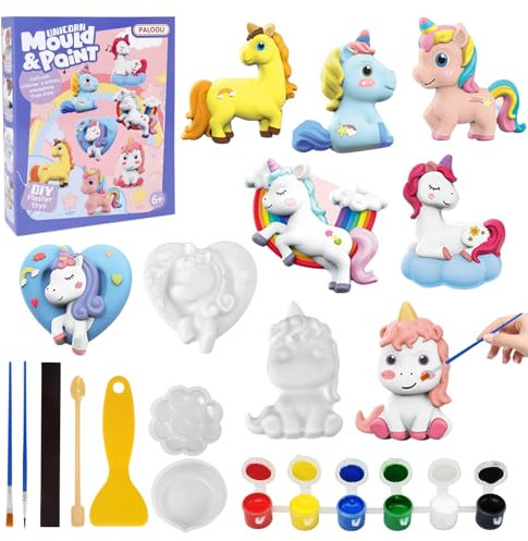 LEADSTAR Kit Pintura Unicornio Juguetes Manualidades Unicornios para Niños Juguetes para Pintar Juego Arte de Escayola Regalos de Creativo Cumpleaños Navidad Niños Niñas 3 4 5 6 7 8 9 10 12 Años Rosa