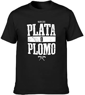 Narcos Plata O Plomo T-Shirt Black Printed Mens Top Tee Black L