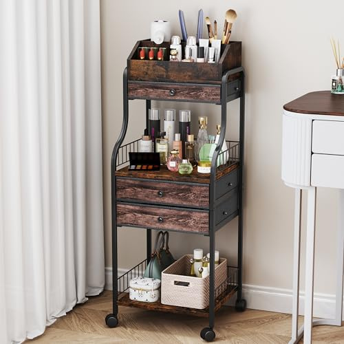 HapiRm Floor Makeup Organiser Storage - Vanity Skincare Make Up Organiser with Drawers, Cosmetic Organiser Storage for Skin Care Nail Polish Perfume Makeup Brush